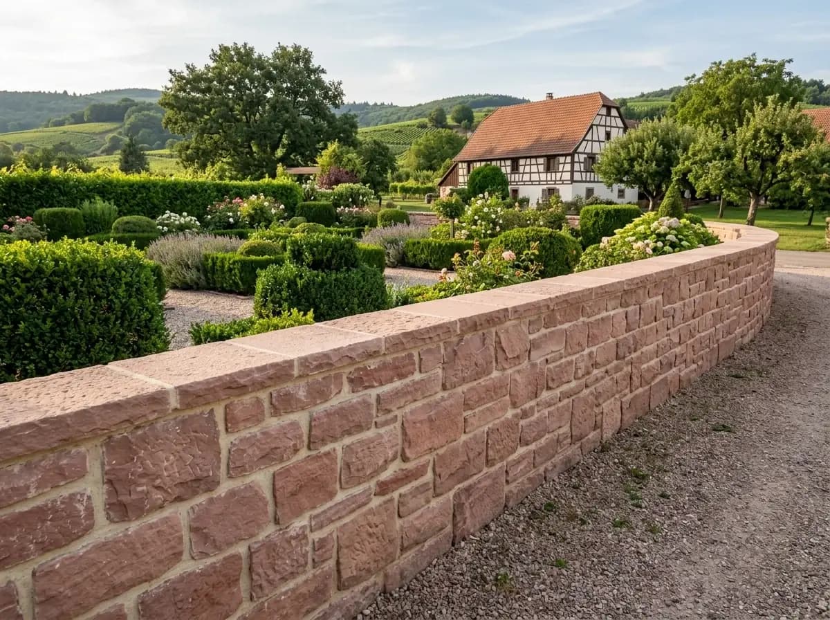 Mur de soutènement en grès des Vosges